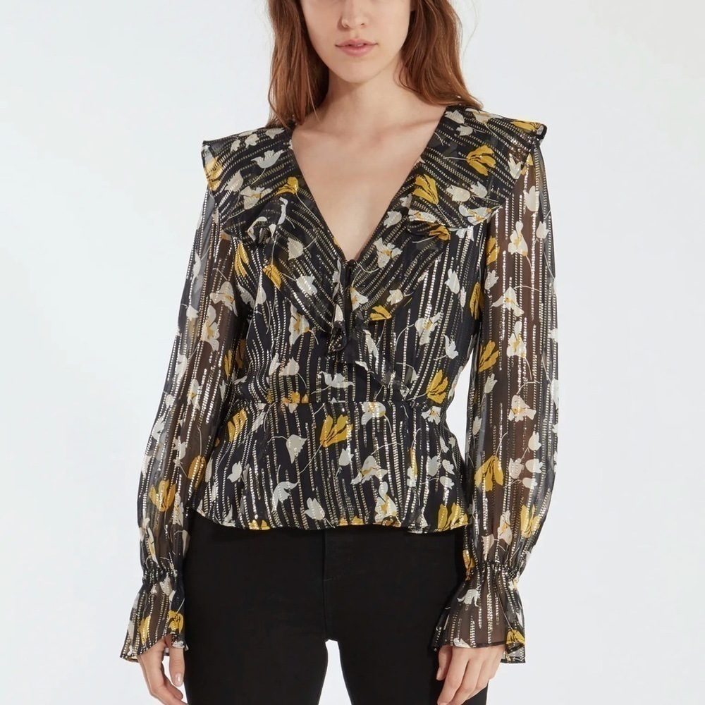 𝅺🆕 Joie Karmel Silk Blend “Golden Hour” Crossover Top, Medium - New with tags!